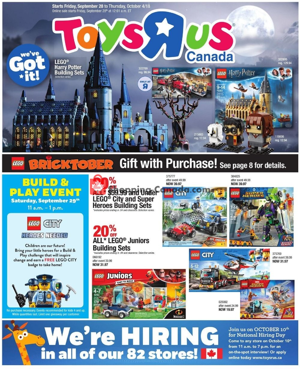 Toys R Us / Babies R Us flyer from Friday September 28, 2018 to Thursday October 4, 2018 - page 1