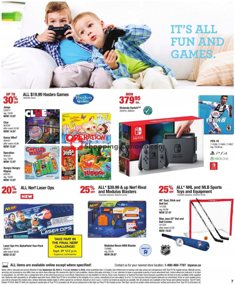 Toys R Us / Babies R Us flyer from Friday September 28, 2018 to Thursday October 4, 2018 - page 7