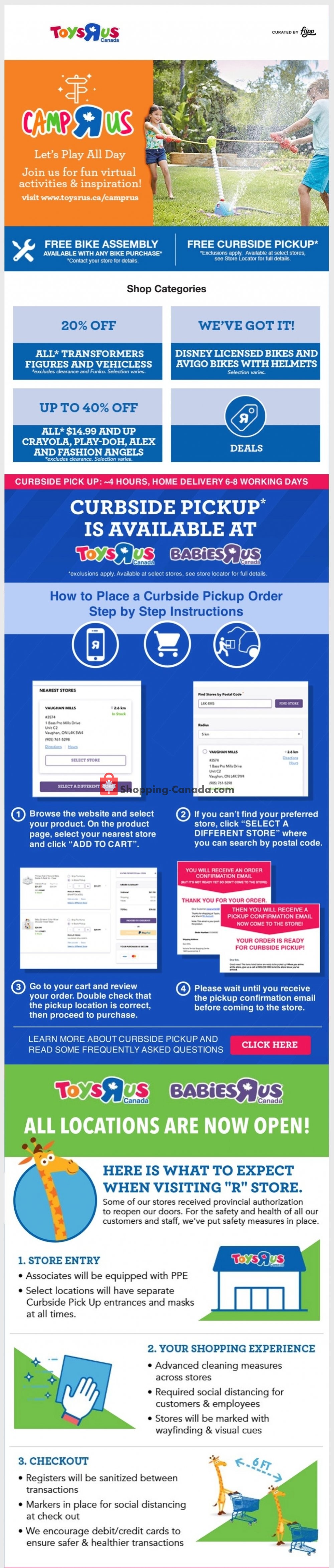 Toys R Us / Babies R Us flyer from Thursday July 9, 2020 to Thursday July 16, 2020 - page 1