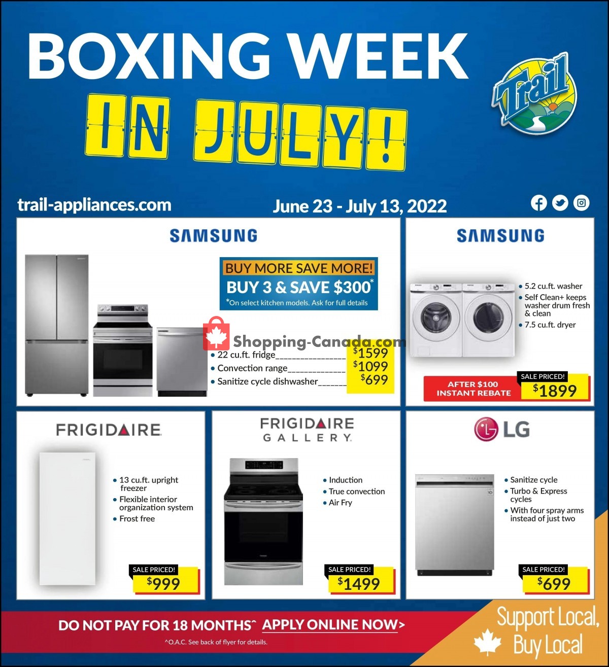 Trail Appliances Canada, flyer (Boxing Week in July) June 23 July