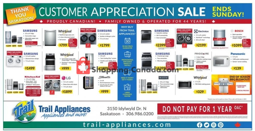 Trail Appliances flyer from Thursday October 3, 2019 to Sunday October 6, 2019 - page 1
