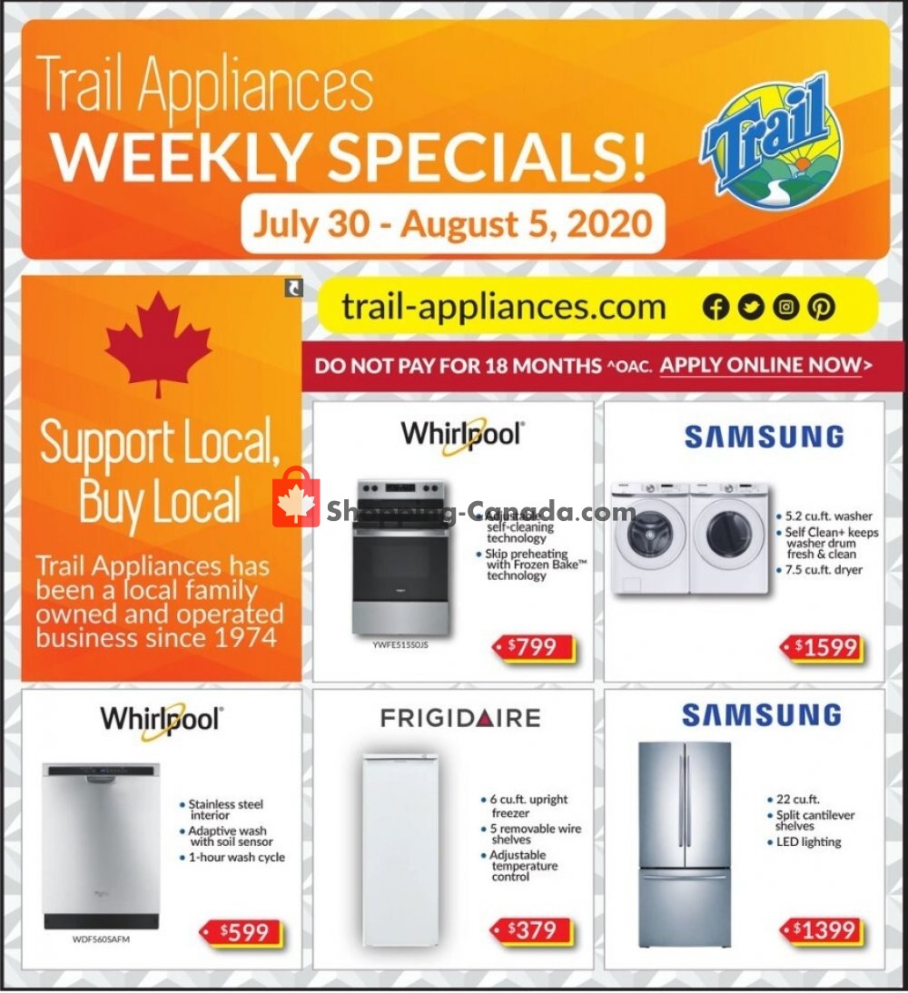 Trail Appliances flyer from Thursday July 30, 2020 to Wednesday August 5, 2020 - page 1