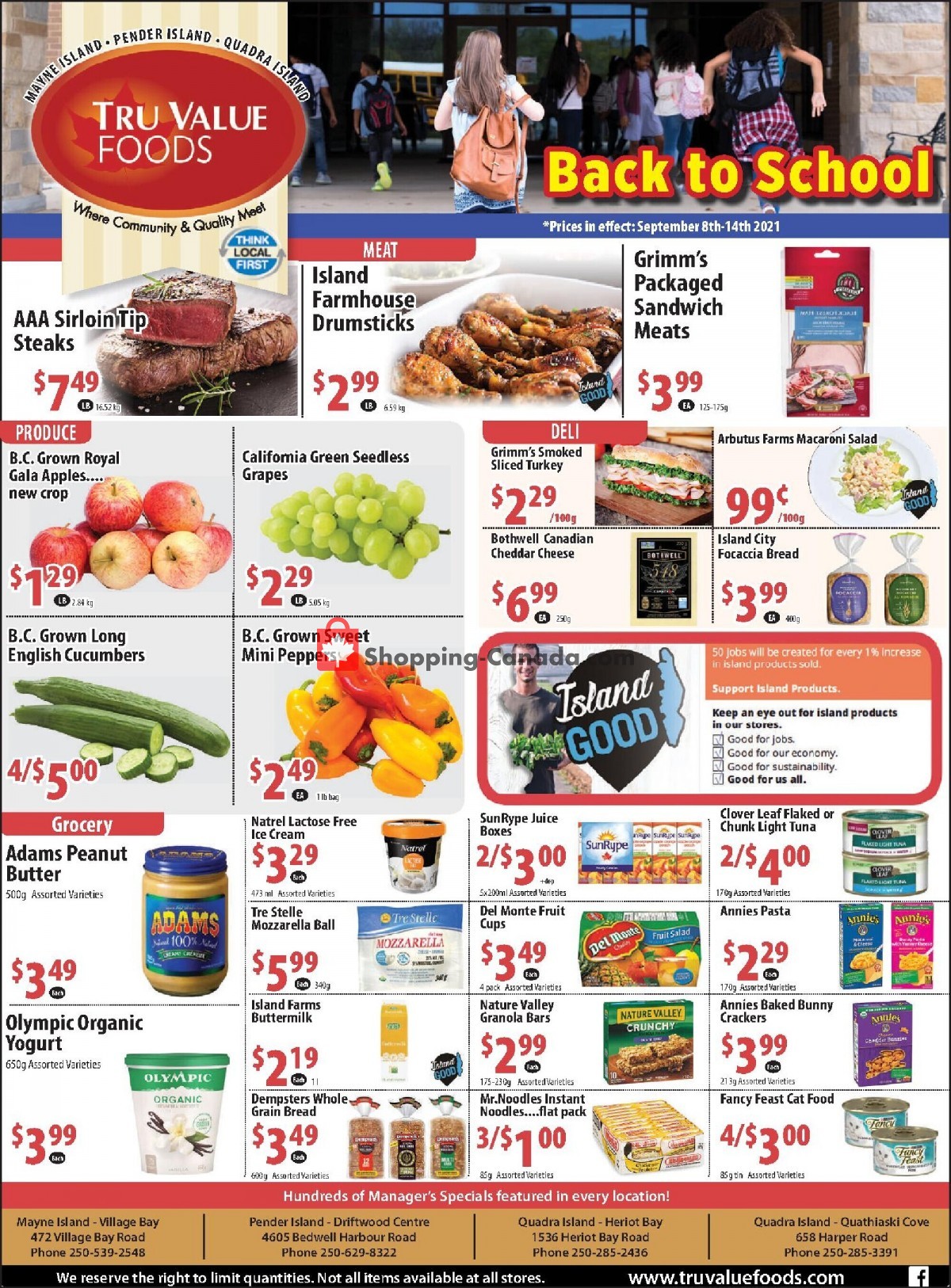 Tru Value Foods flyer from Wednesday September 8, 2021 to Tuesday September 14, 2021 - page 1