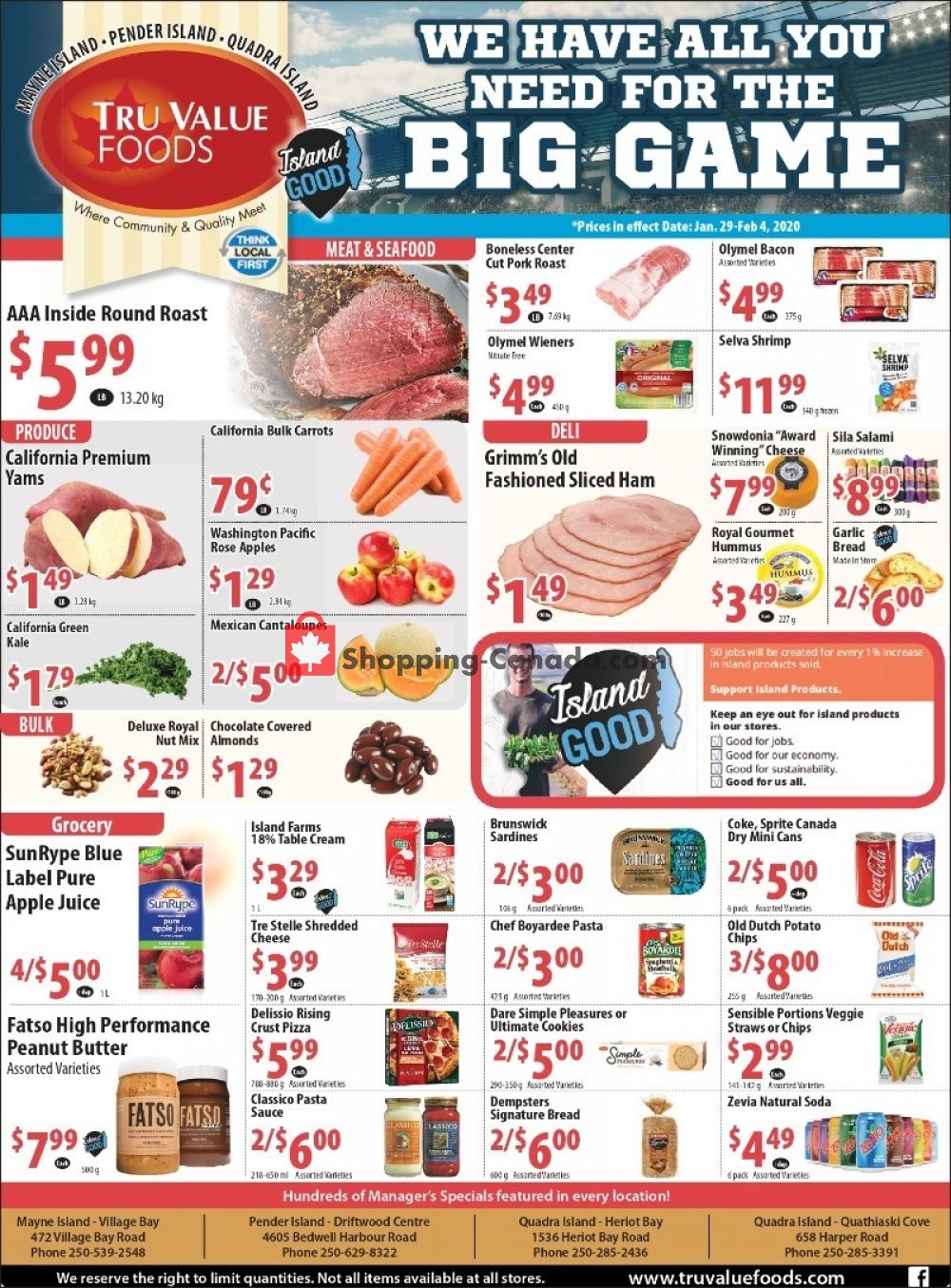 Tru Value Foods Canada, flyer - (Big Game): January 29 ...