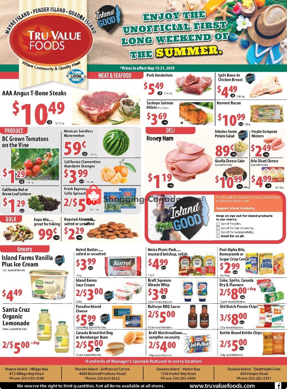 Tru Value Foods flyer from Wednesday May 15, 2019 to Tuesday May 21, 2019 - page 1
