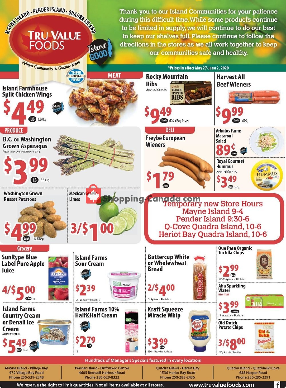 Tru Value Foods flyer from Wednesday May 27, 2020 to Tuesday June 2, 2020 - page 1