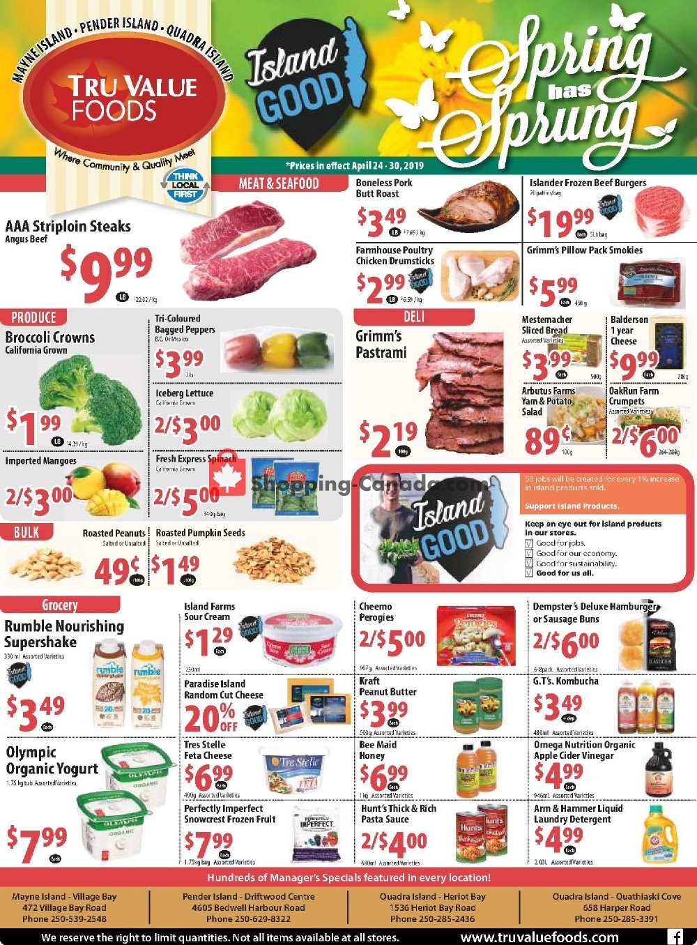 Tru Value Foods flyer from Wednesday April 24, 2019 to Tuesday April 30, 2019 - page 1