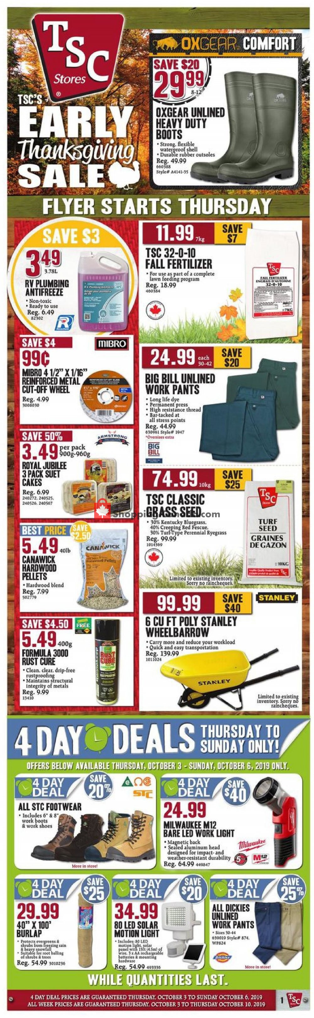 TSC Stores flyer from Thursday October 3, 2019 to Thursday October 10, 2019 - page 1