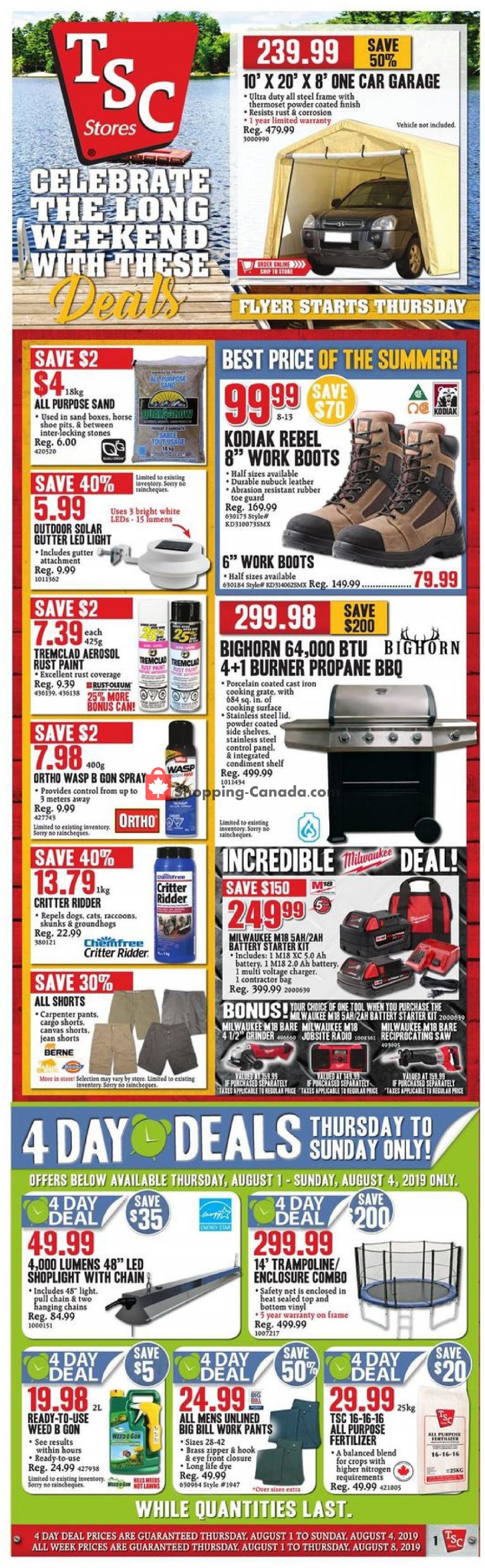 TSC Stores flyer from Thursday August 1, 2019 to Thursday August 8, 2019 - page 1