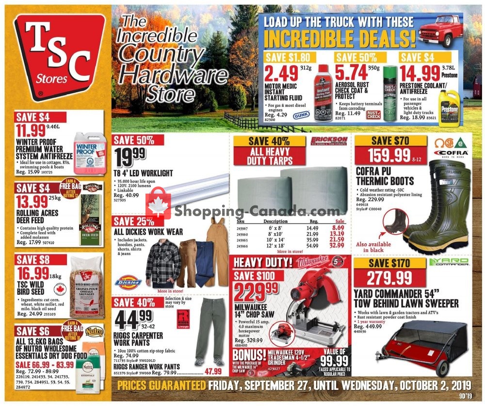 TSC Stores Canada, flyer (The Incredible Country Hardware Store