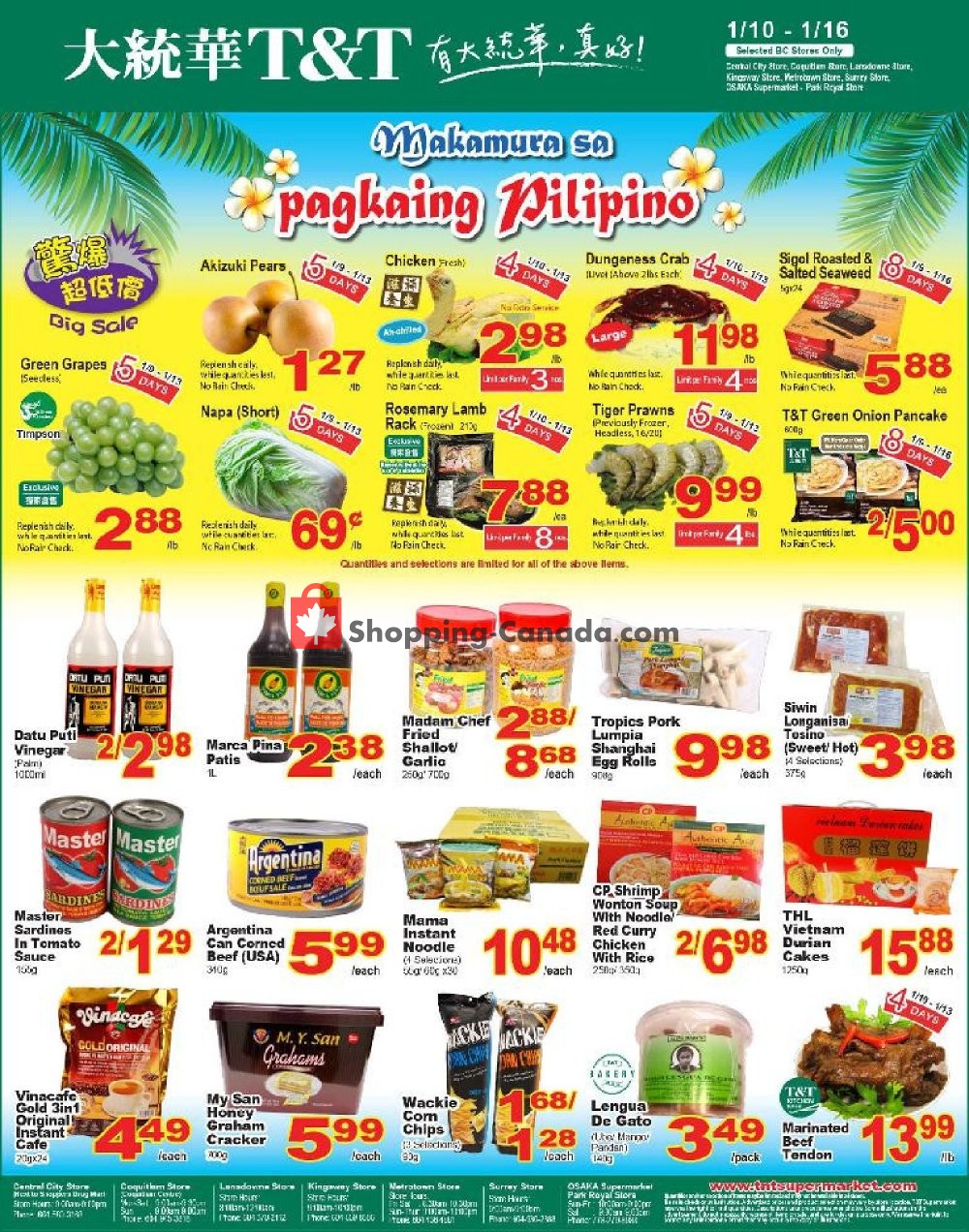 T&T Supermarket flyer from Friday January 10, 2020 to Thursday January 16, 2020 - page 1
