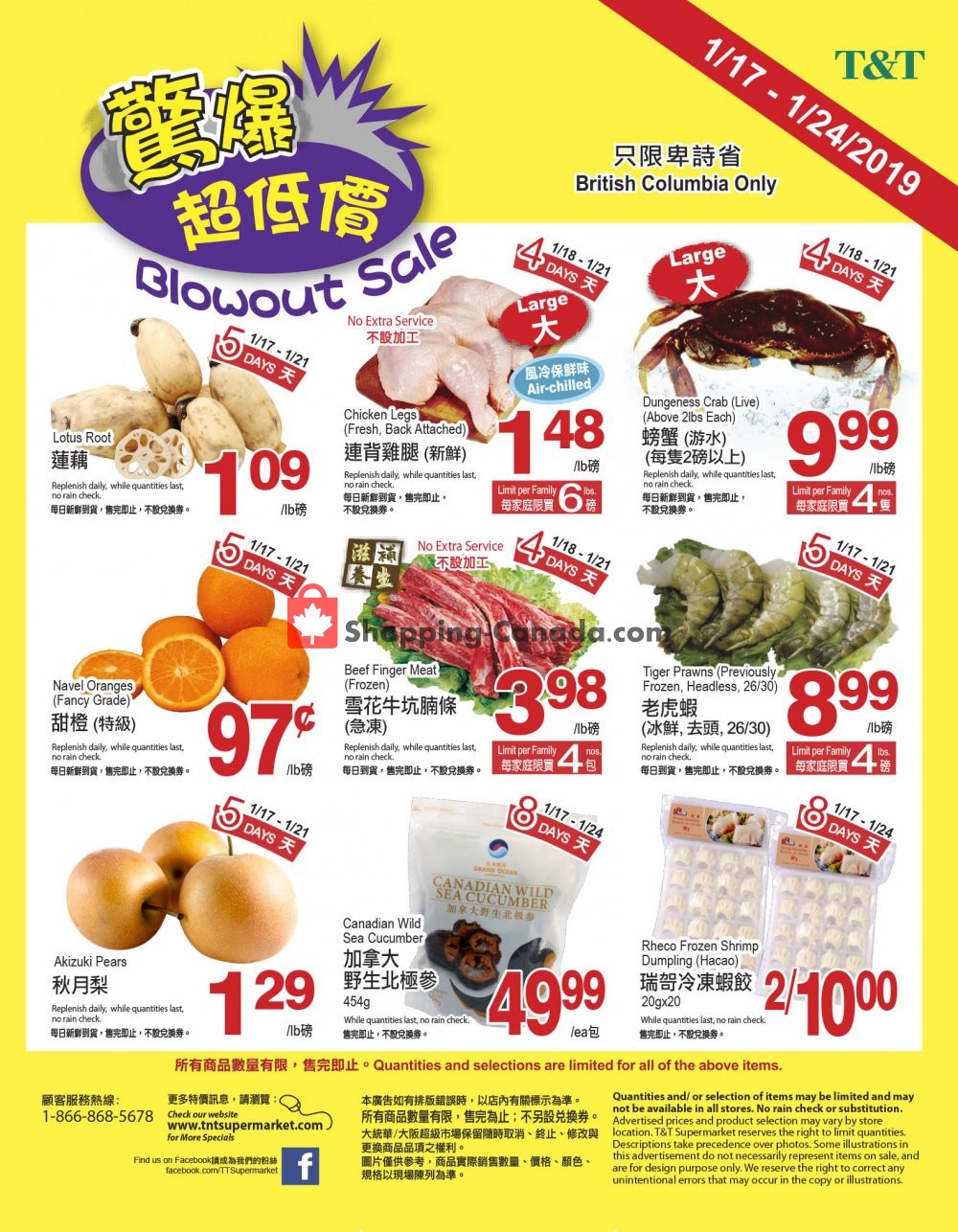 T&T Supermarket flyer from Thursday January 17, 2019 to Thursday January 24, 2019 - page 1