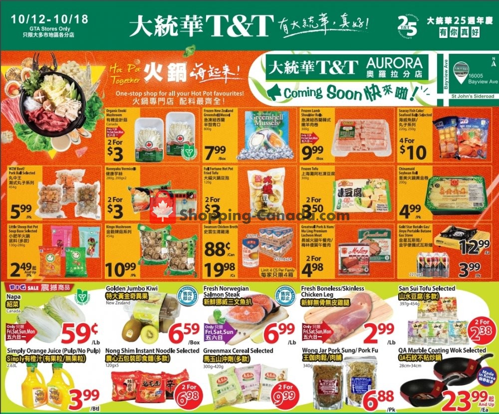 T&T Supermarket flyer from Friday October 12, 2018 to Thursday October 18, 2018 - page 1