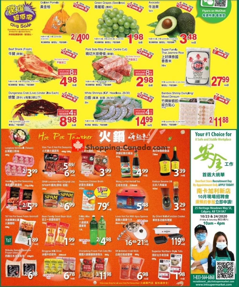 T&T Supermarket flyer from Friday October 16, 2020 to Thursday October 22, 2020 - page 1