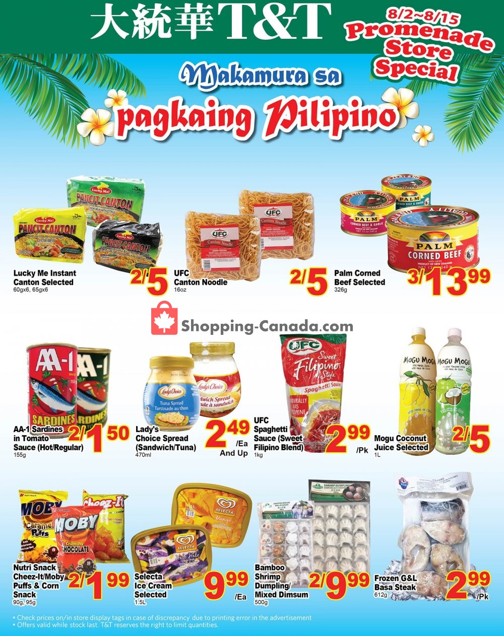 T&T Supermarket flyer from Friday August 2, 2019 to Thursday August 15, 2019 - page 1