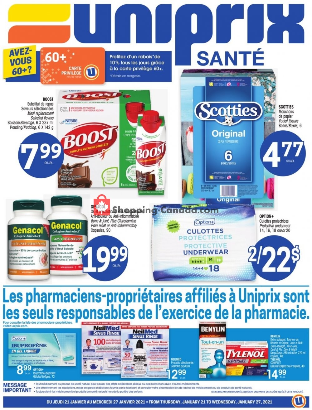Uniprix flyer from Thursday January 21, 2021 to Wednesday January 27, 2021 - page 1