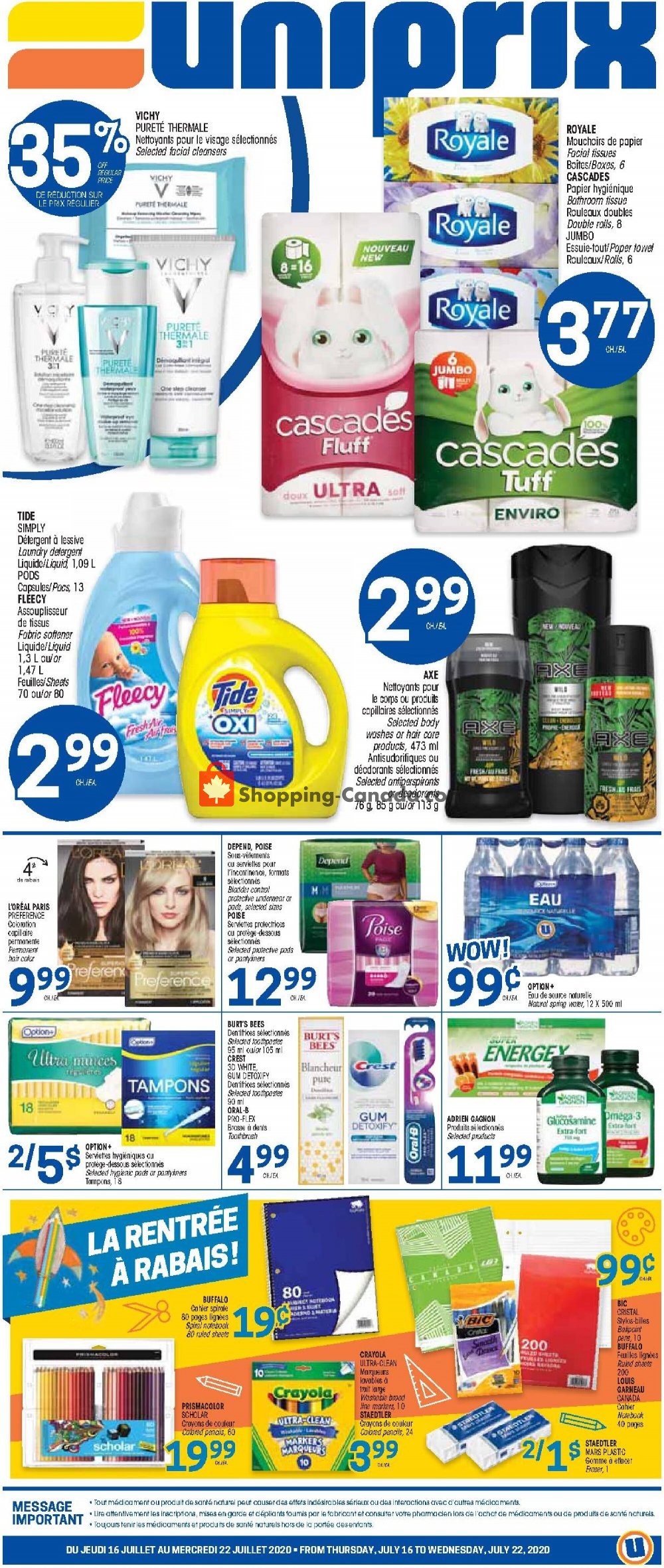 Uniprix Canada, flyer (Special Offer) July 16 July 22, 2020