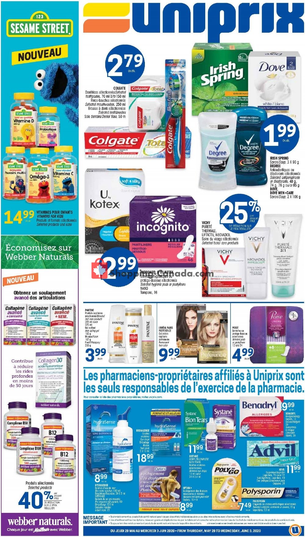 Uniprix Canada, flyer (Special Offer) May 28 June 3, 2020