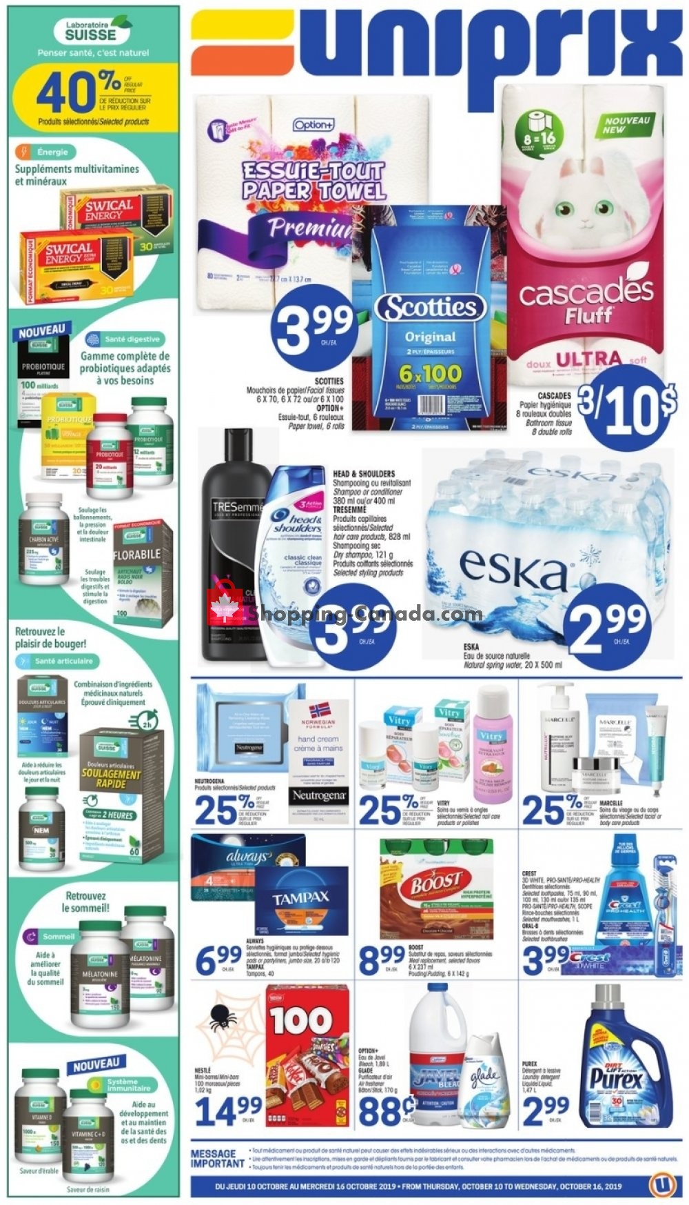 Uniprix flyer from Thursday October 10, 2019 to Wednesday October 16, 2019 - page 1