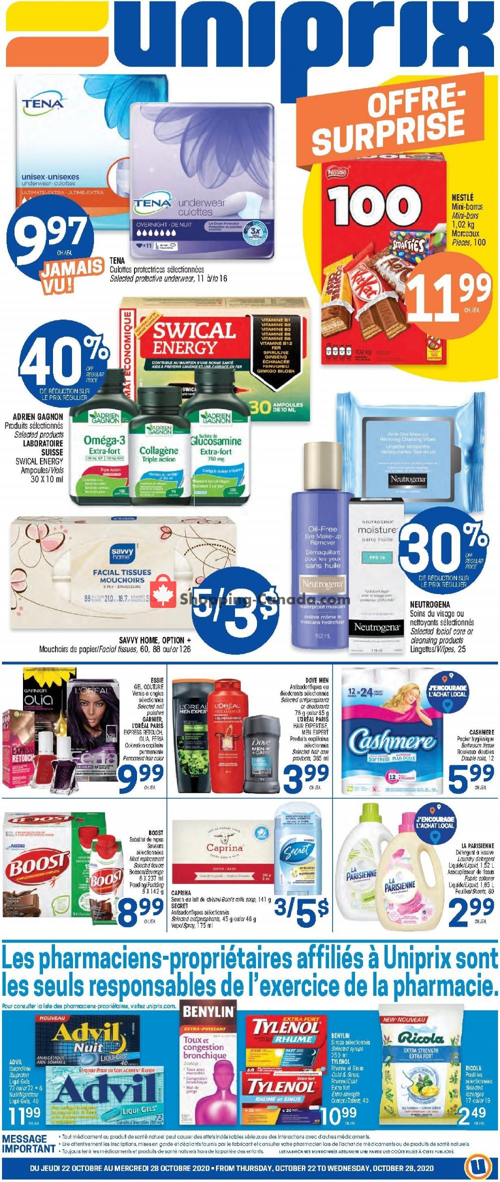Uniprix Canada, flyer (Special Offer) October 22 October 28, 2020