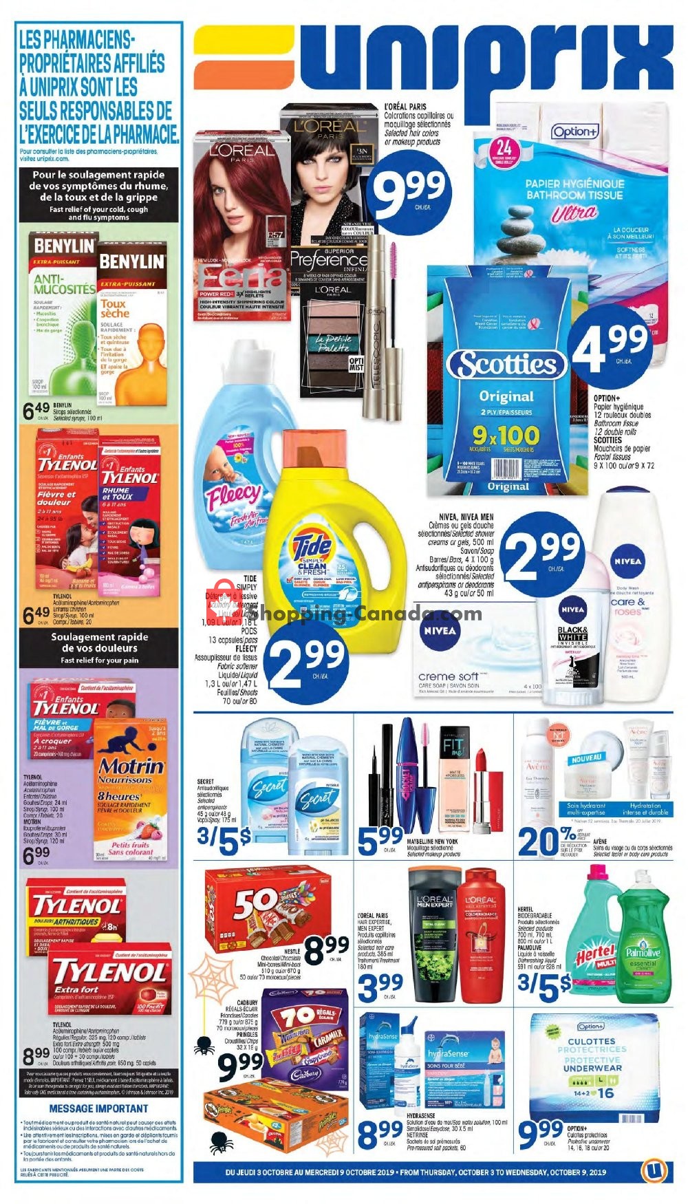 Uniprix flyer from Thursday October 3, 2019 to Wednesday October 9, 2019 - page 1