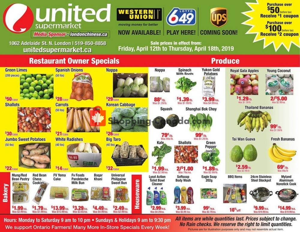 United Supermarket flyer from Friday April 12, 2019 to Thursday April 18, 2019 - page 1