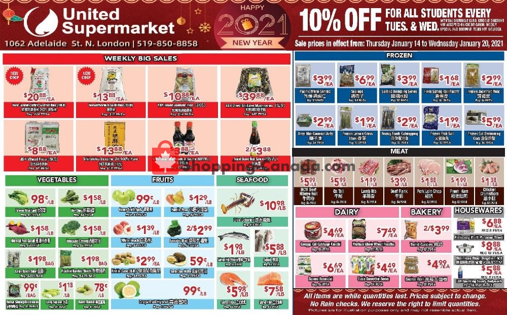 United Supermarket flyer from Thursday January 14, 2021 to Wednesday January 20, 2021 - page 1