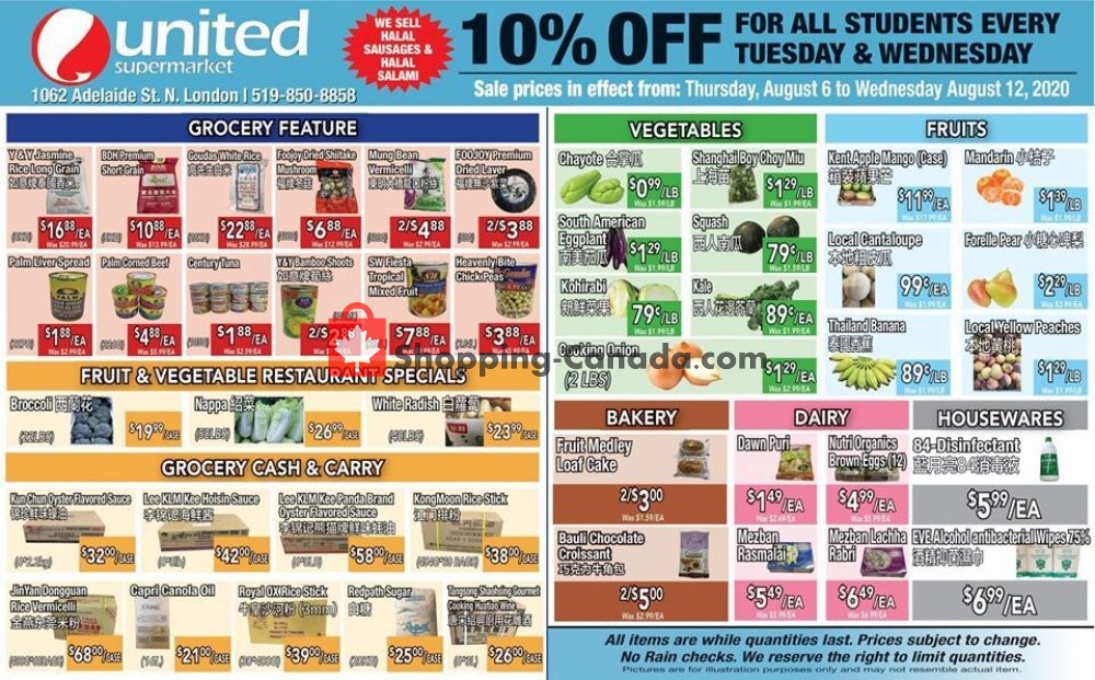 United Supermarket flyer from Thursday August 6, 2020 to Wednesday August 12, 2020 - page 1