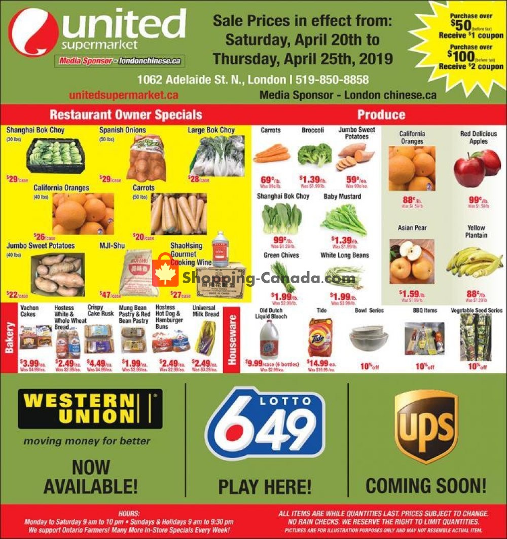United Supermarket flyer from Saturday April 20, 2019 to Thursday April 25, 2019 - page 1