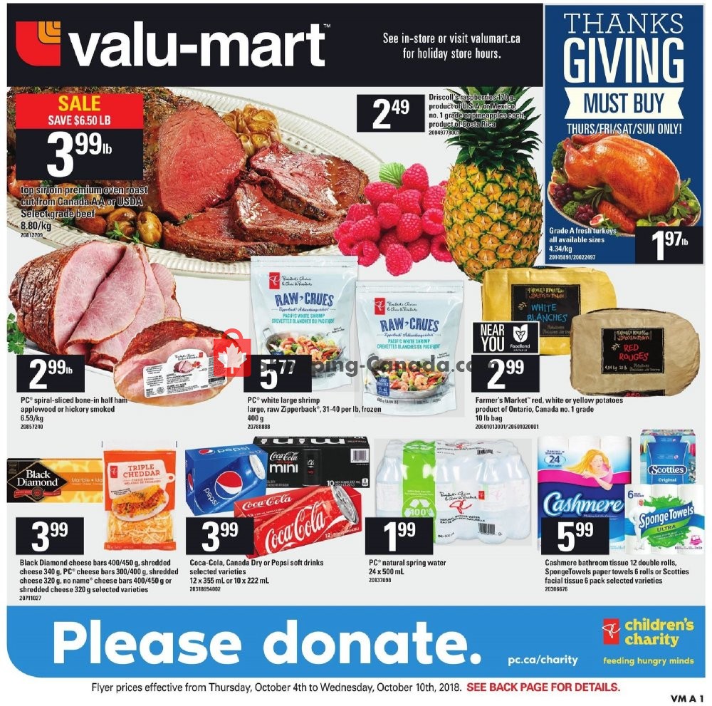 Valu Mart flyer from Thursday October 4, 2018 to Wednesday October 10, 2018 - page 1