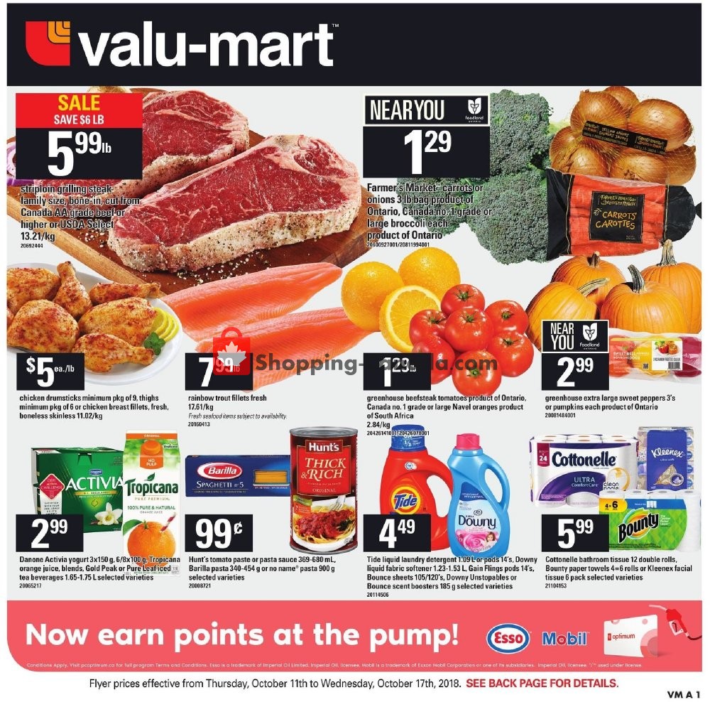 Valu Mart flyer from Thursday October 11, 2018 to Wednesday October 17, 2018 - page 1