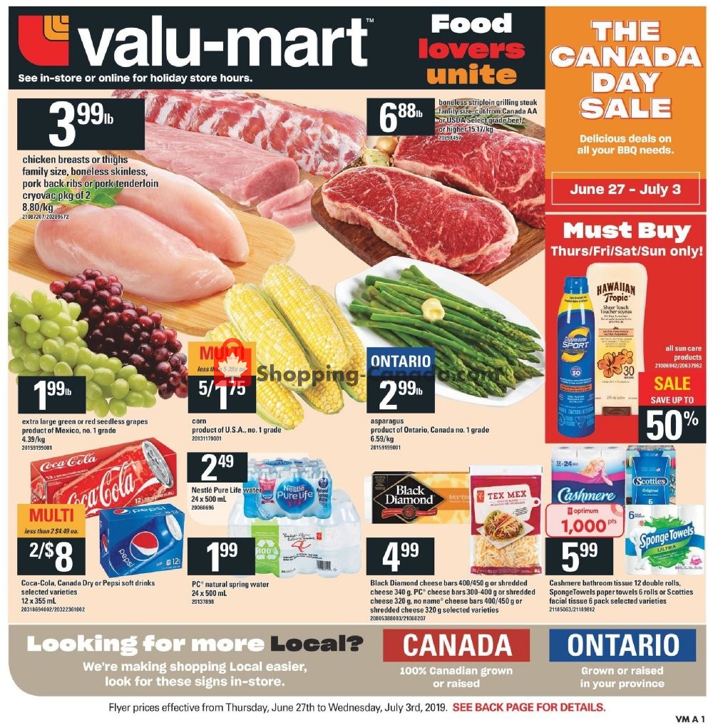 Valu Mart flyer from Thursday June 27, 2019 to Wednesday July 3, 2019 - page 1