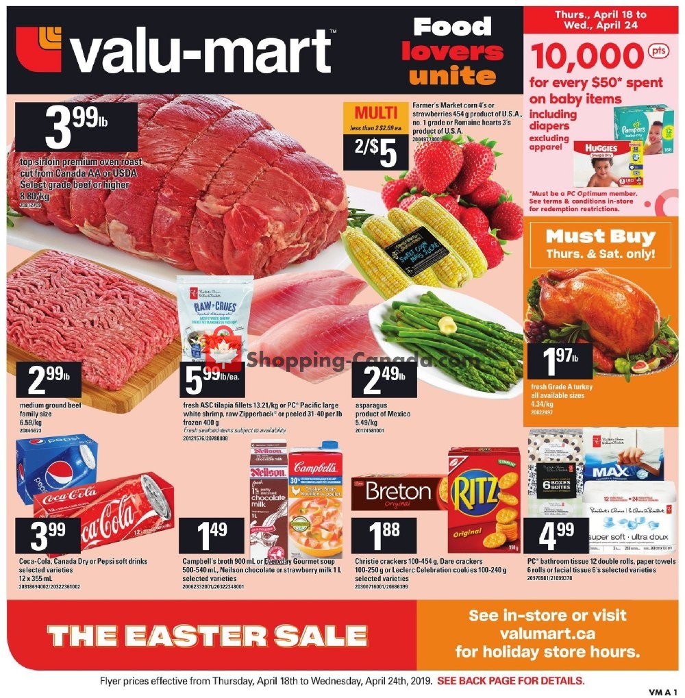Valu Mart flyer from Thursday April 18, 2019 to Wednesday April 24, 2019 - page 1