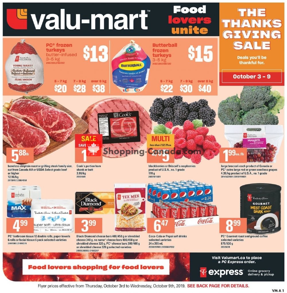 Valu Mart flyer from Thursday October 3, 2019 to Wednesday October 9, 2019 - page 1