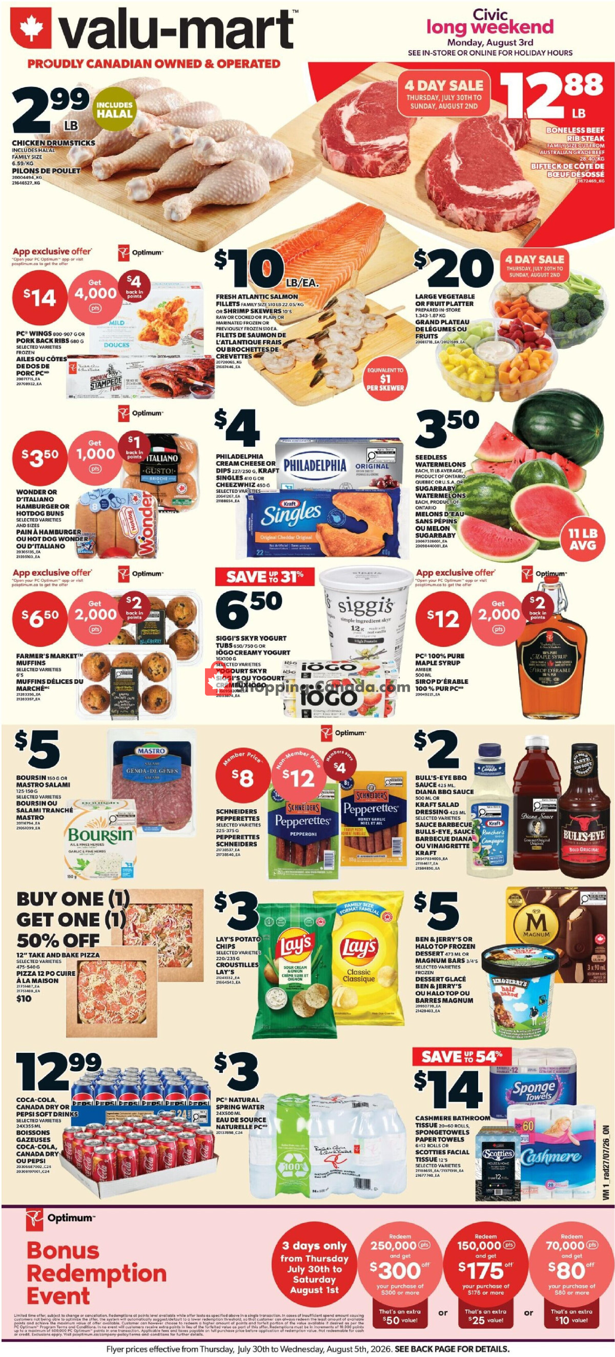 Valu Mart flyer from Thursday July 30, 2026 to Wednesday August 5, 2026 - page 1