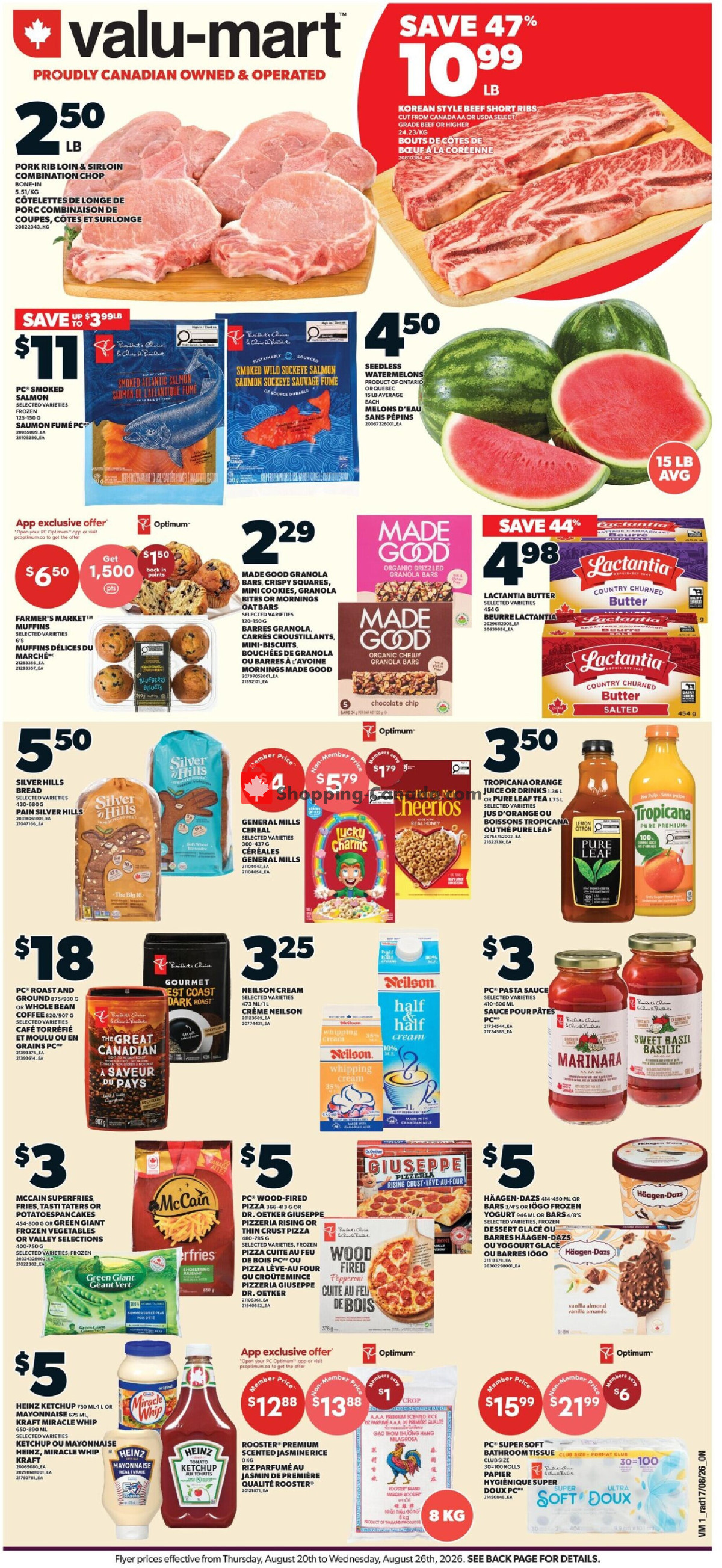 Valu Mart flyer from Thursday August 20, 2026 to Wednesday August 26, 2026 - page 1