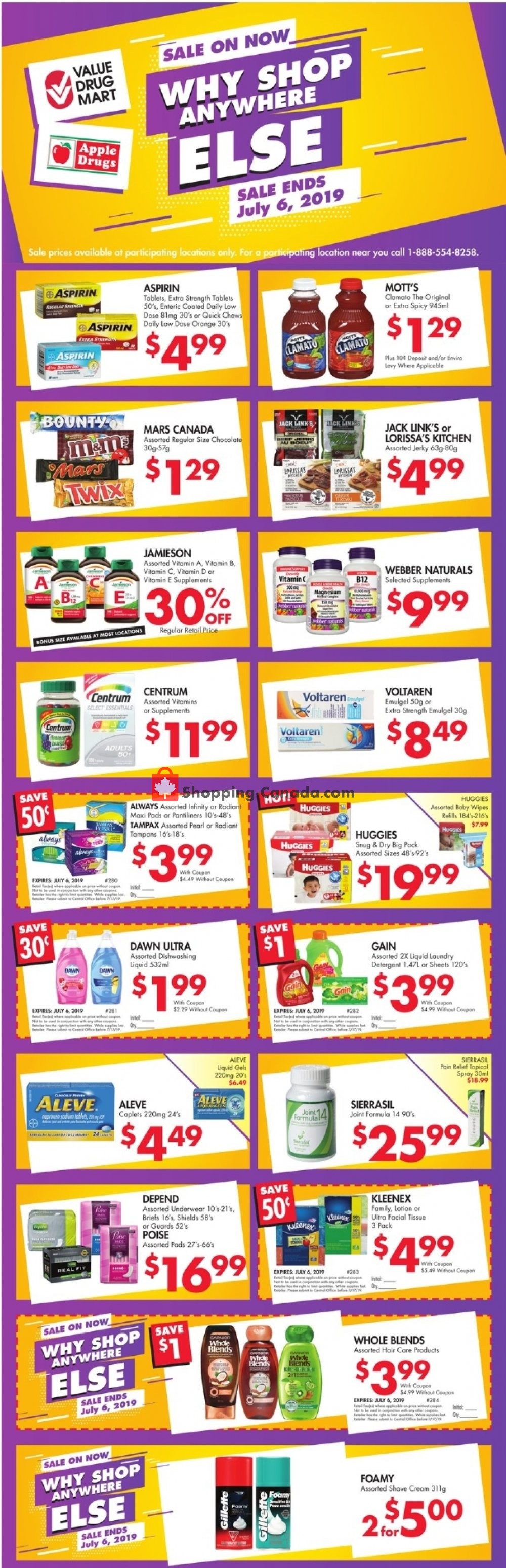 Value Drug Mart flyer from Sunday June 30, 2019 to Saturday July 6, 2019 - page 1