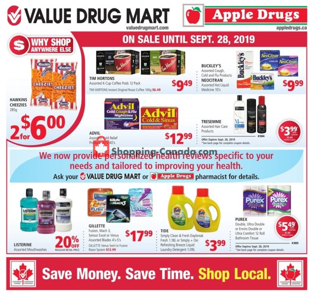 Value Drug Mart flyer from Sunday September 15, 2019 to Saturday September 28, 2019 - page 1