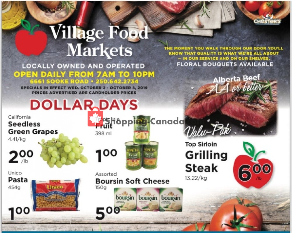 Village Food Market flyer from Wednesday October 2, 2019 to Tuesday October 8, 2019 - page 1