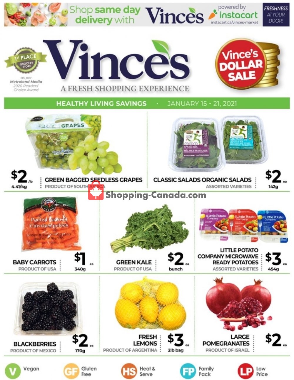 Vince's Market flyer from Friday January 15, 2021 to Thursday January 21, 2021 - page 1