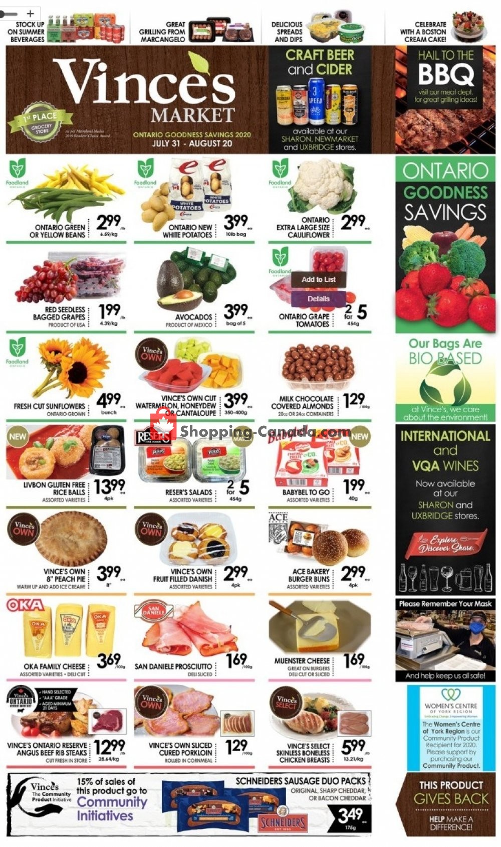 Vince's Market flyer from Friday July 31, 2020 to Thursday August 20, 2020 - page 1