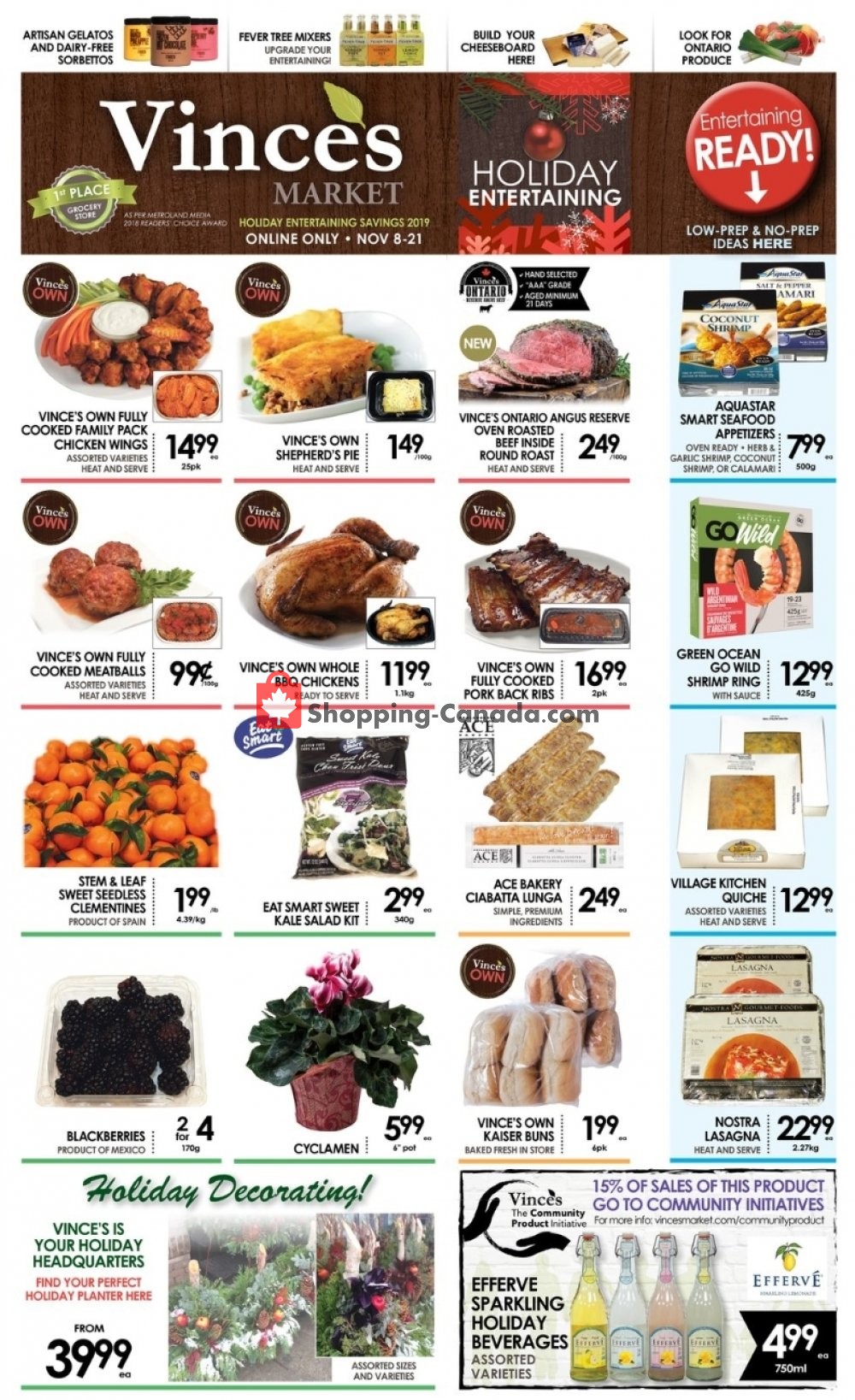 Vince's Market flyer from Friday November 8, 2019 to Thursday November 21, 2019 - page 1