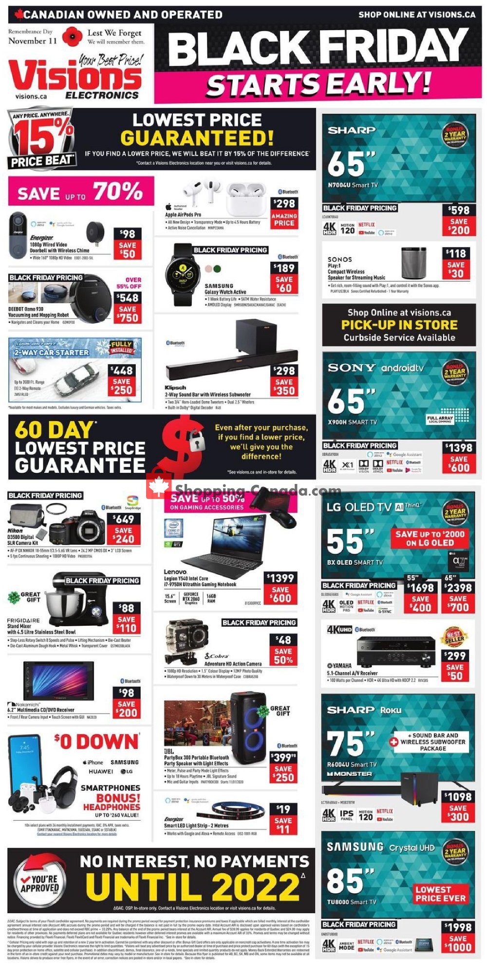 Visions Electronics Canada, flyer (Black Friday Starts Early