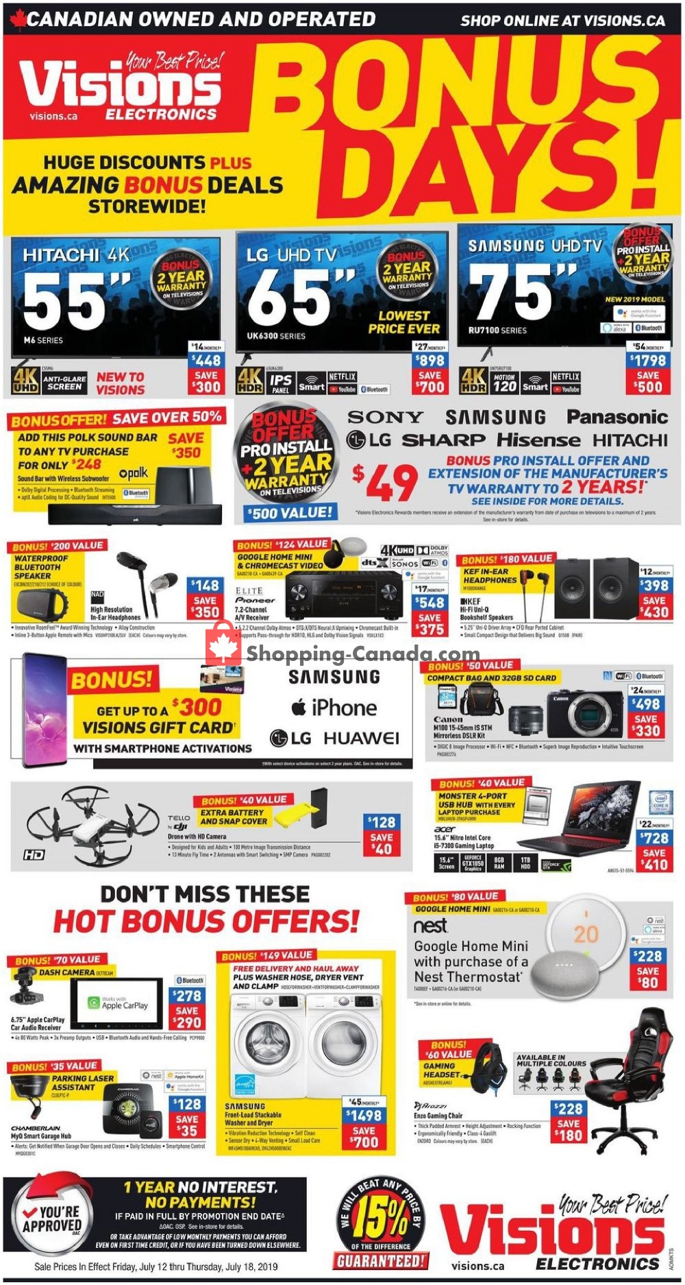 Visions Electronics flyer from Friday July 12, 2019 to Thursday July 18, 2019 - page 1