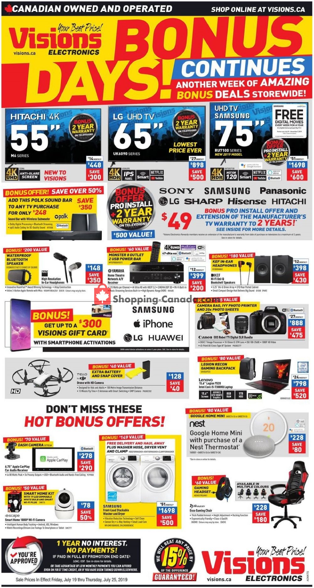 Visions Electronics flyer from Friday July 19, 2019 to Thursday July 25, 2019 - page 1