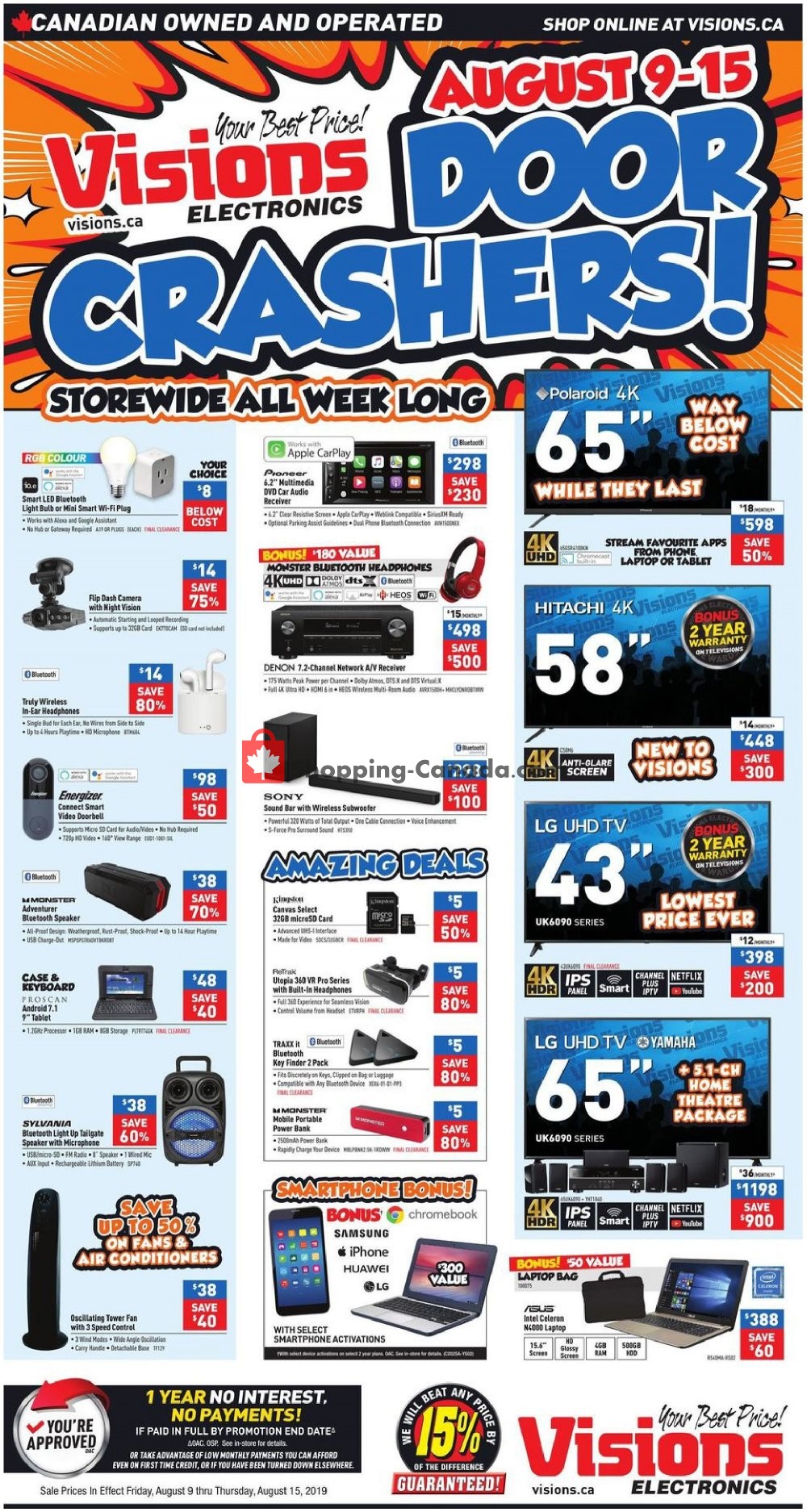 Visions Electronics flyer from Friday August 9, 2019 to Thursday August 15, 2019 - page 1