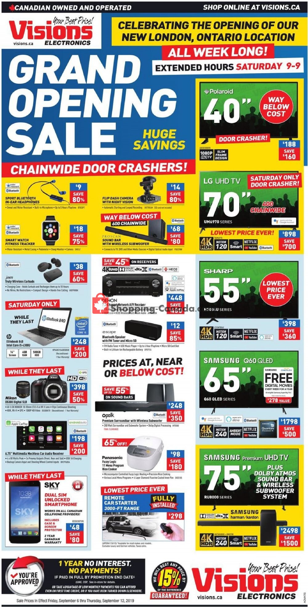 Visions Electronics flyer from Friday September 6, 2019 to Thursday September 12, 2019 - page 1