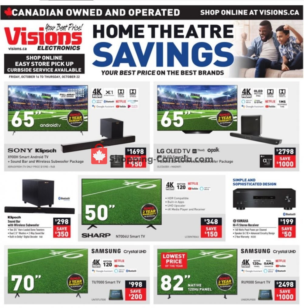Visions Electronics flyer from Friday October 16, 2020 to Thursday October 22, 2020 - page 1
