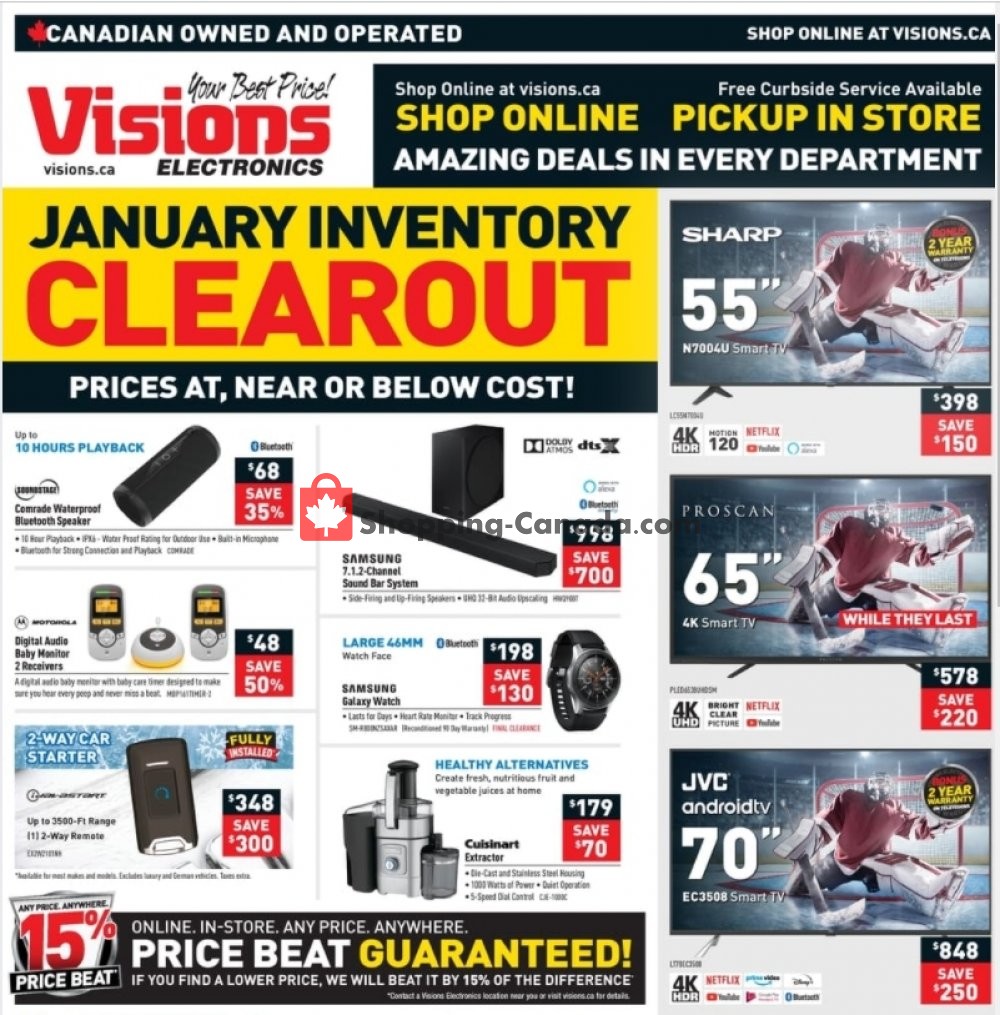 Visions Electronics flyer from Friday January 15, 2021 to Thursday January 21, 2021 - page 1