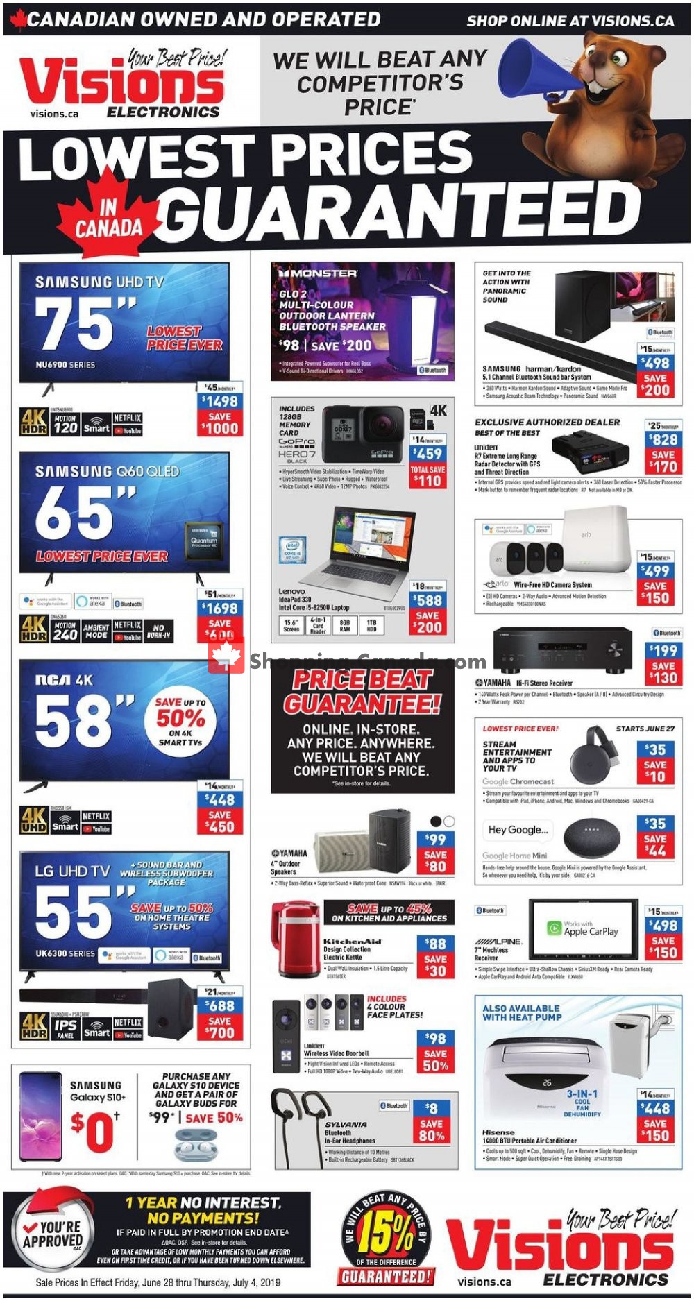 Visions Electronics flyer from Friday June 28, 2019 to Thursday July 4, 2019 - page 1